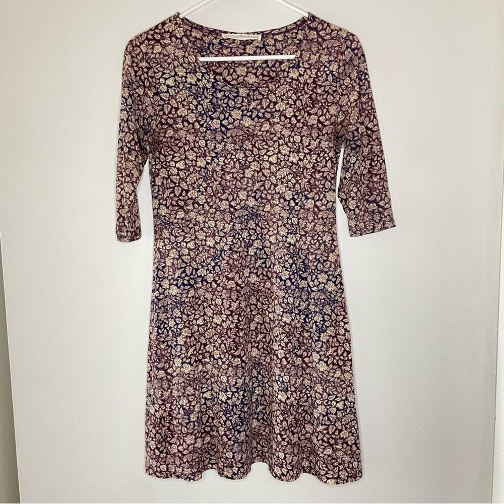 Peruvian Connection Elbow Length Floral Pima Cotton Swing Dress Size XS